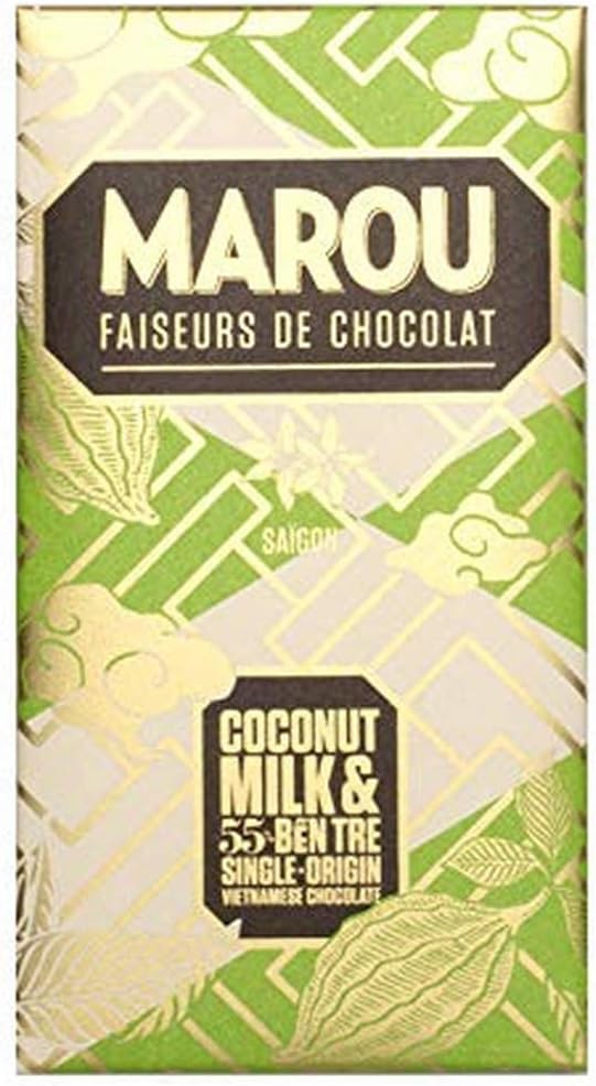 Coconut Milk 55% Chocolate Bar | Transparent Direct Trade | Vegan, Gluten Free, No Additives, Soy Free | Ben Tre Single Origin Vietnam (1-Pack)