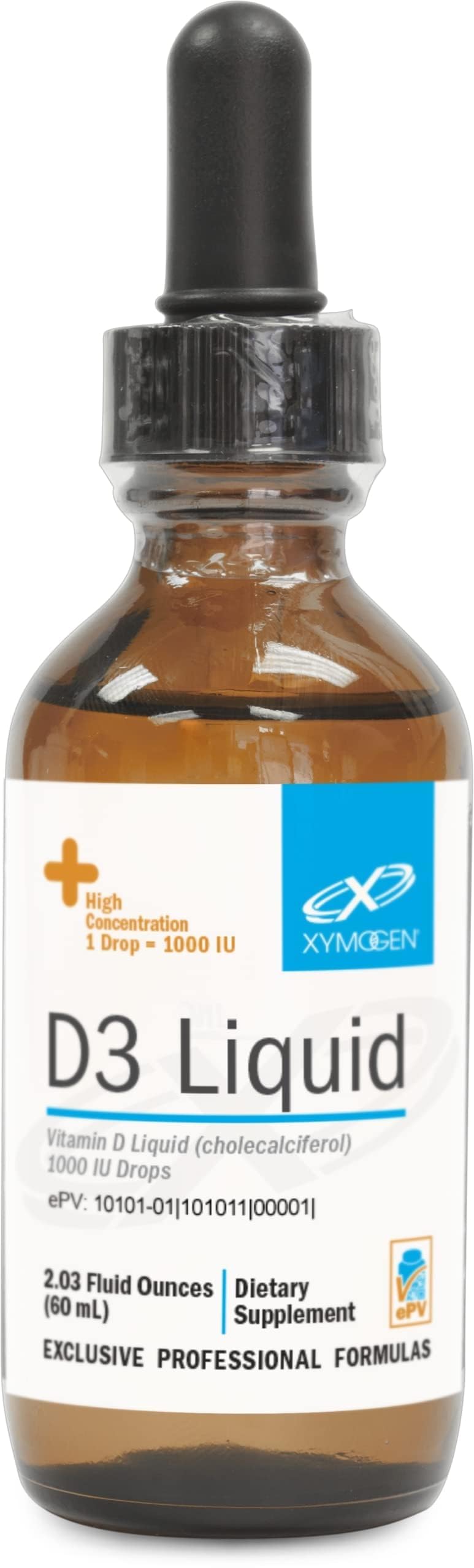 XYMOGEN D3 Liquid, 1000 IU Per Drop, 2.3 Oz 2.03 Fl Oz (Pack of 1)