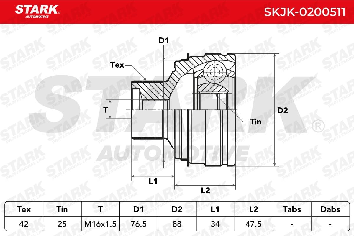STARK SKJK-0200511 Kit giunti semiasse Anteriore Compatibilità con AUDI Q5 8RB