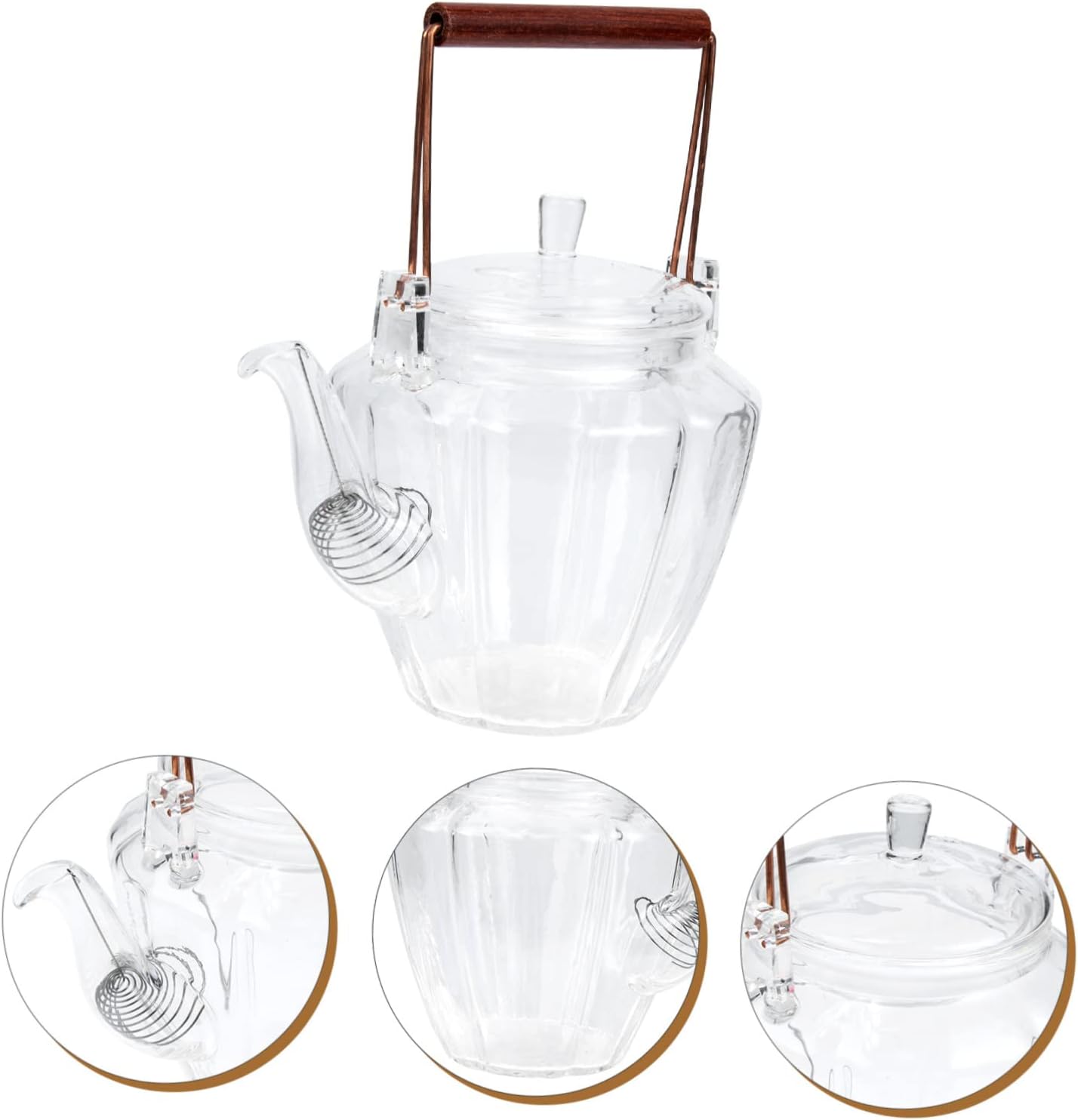 Luxshiny Chinese Style Diamond Pattern Porcelain Teapot Tea Accessories for Tea Drinkers Glass Pot Carafe