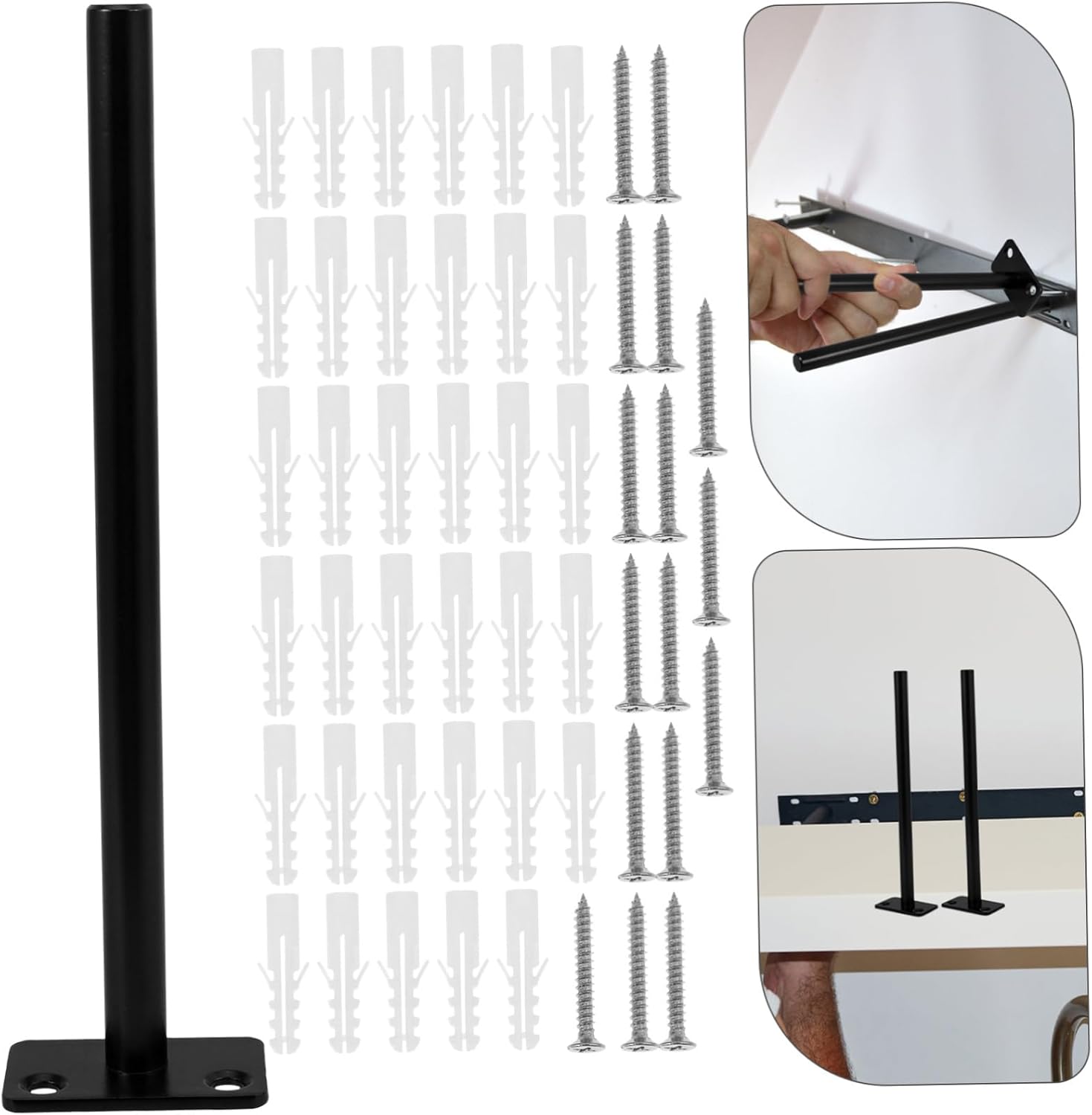 DOITOOL 4pcs Black Heavy Duty Invisible Floating Shelf Brackets Wall Support for Board Corner Brace Joint Angle Bracket Easy Installation for Decor