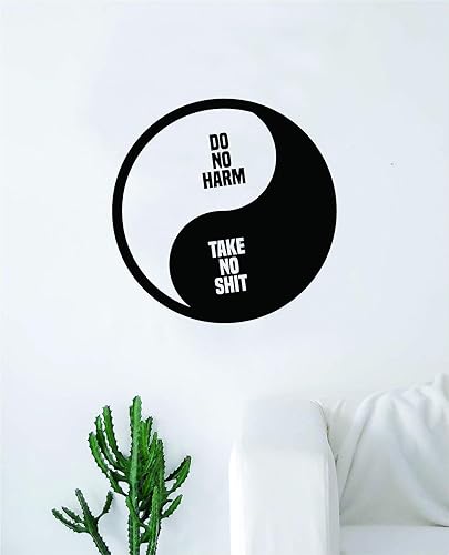 Yin Yang Do No Harm Take No Shit Quote Wall Decal Quote Sticker Vinyl Art Home Decor Decoration Living Room Bedroom Inspirational Love Positive Yoga