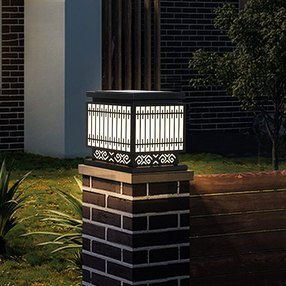 Lampa solarna LED do ogrodu, lampa filarowa, słoneczne oświetlenie zewnętrzne, dekoracja ogrodzenia, latarnia filarowa, lampa słupkowa na dziedziniec, park, korytarz, lampa d
