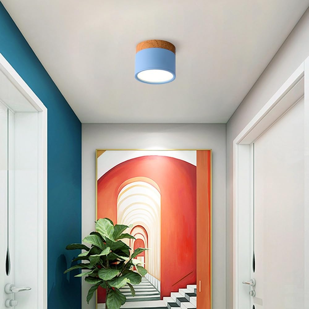 Sufitowa oprawa oświetleniowa Macaron Downlight, montaż natynkowy, oświetlenie sufitowe LED w kształcie cylindra do salonu, przedpokoju, kuchni, jadalni, holu, 6000K(Blue)