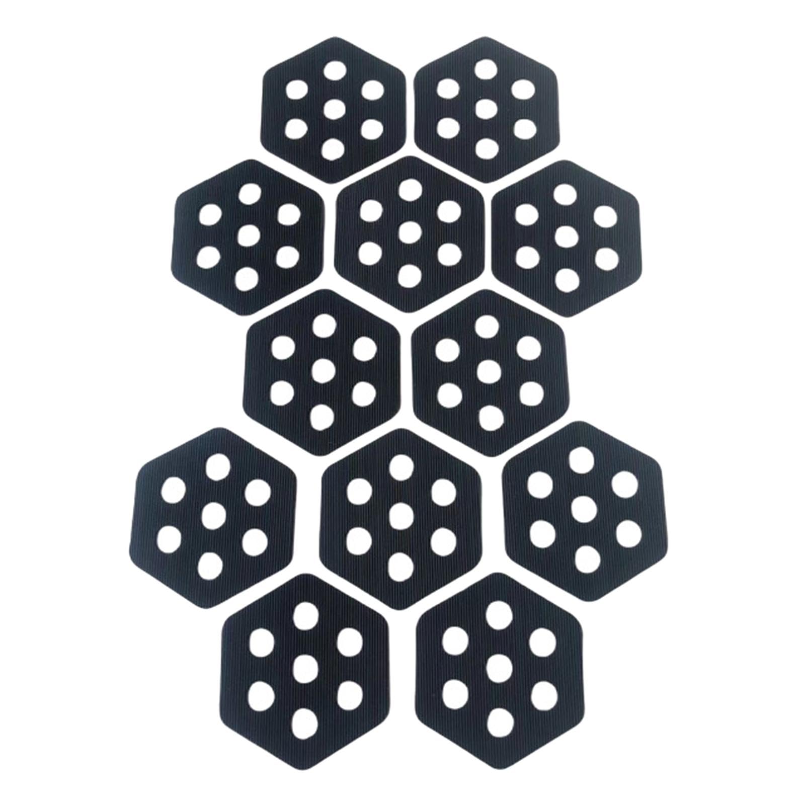 Vaveren 12Pcs Hexagon Surfboard Traction Pads Anti Slip Mat Premium Decking Accessories Deck Grips Deck Pads for Grip Surf Paddleboard, Black