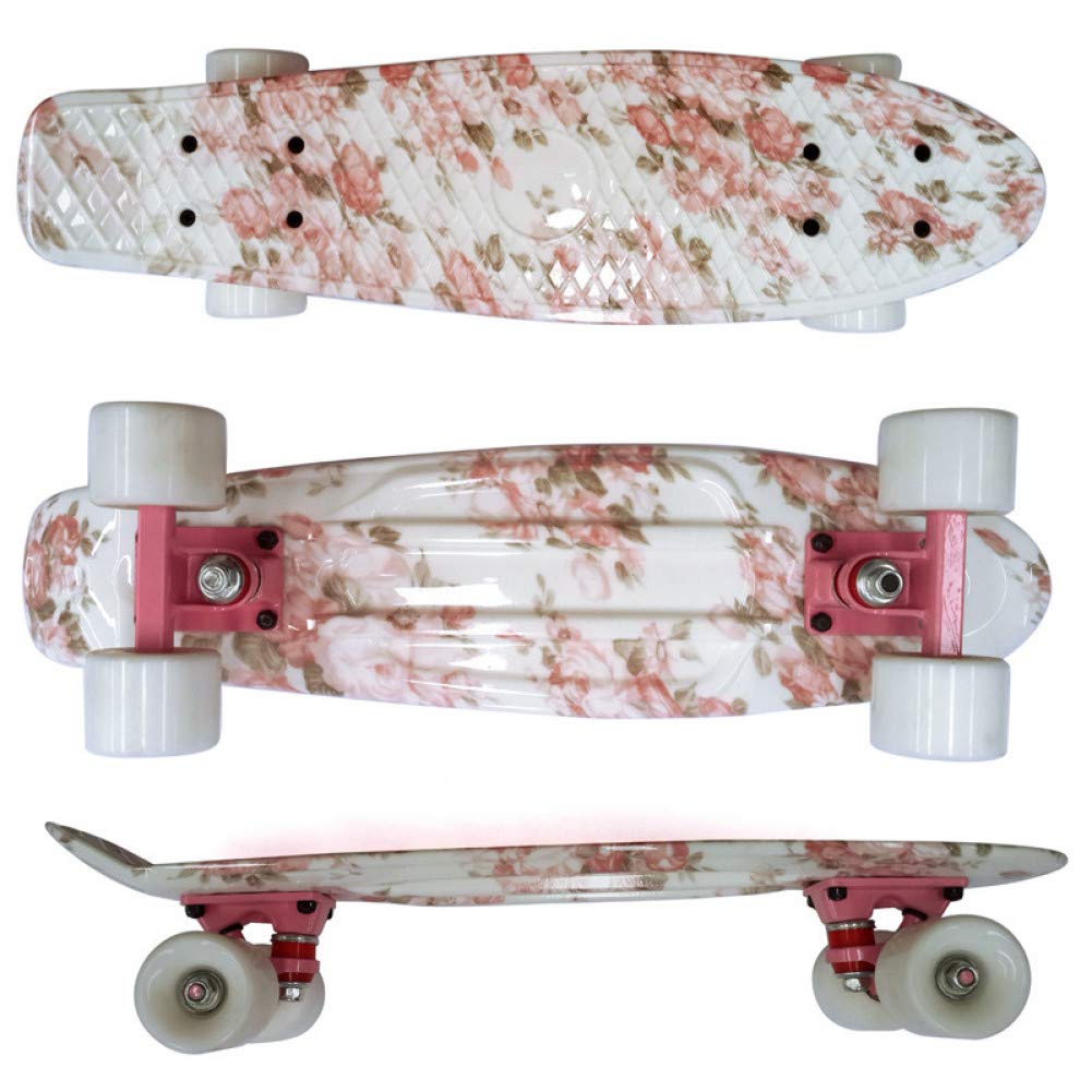 Kid's Complete Retro Plastic Skateboard with LED Light Up Wheels