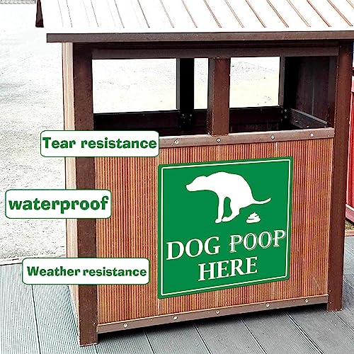 Image of Dog Poop Here Sticker Pet Litter Label 4 Inch - Dog Manure Trash Bin Label Waterproof Self-Adhesive Vinyl Poop Decal 8 Pcs