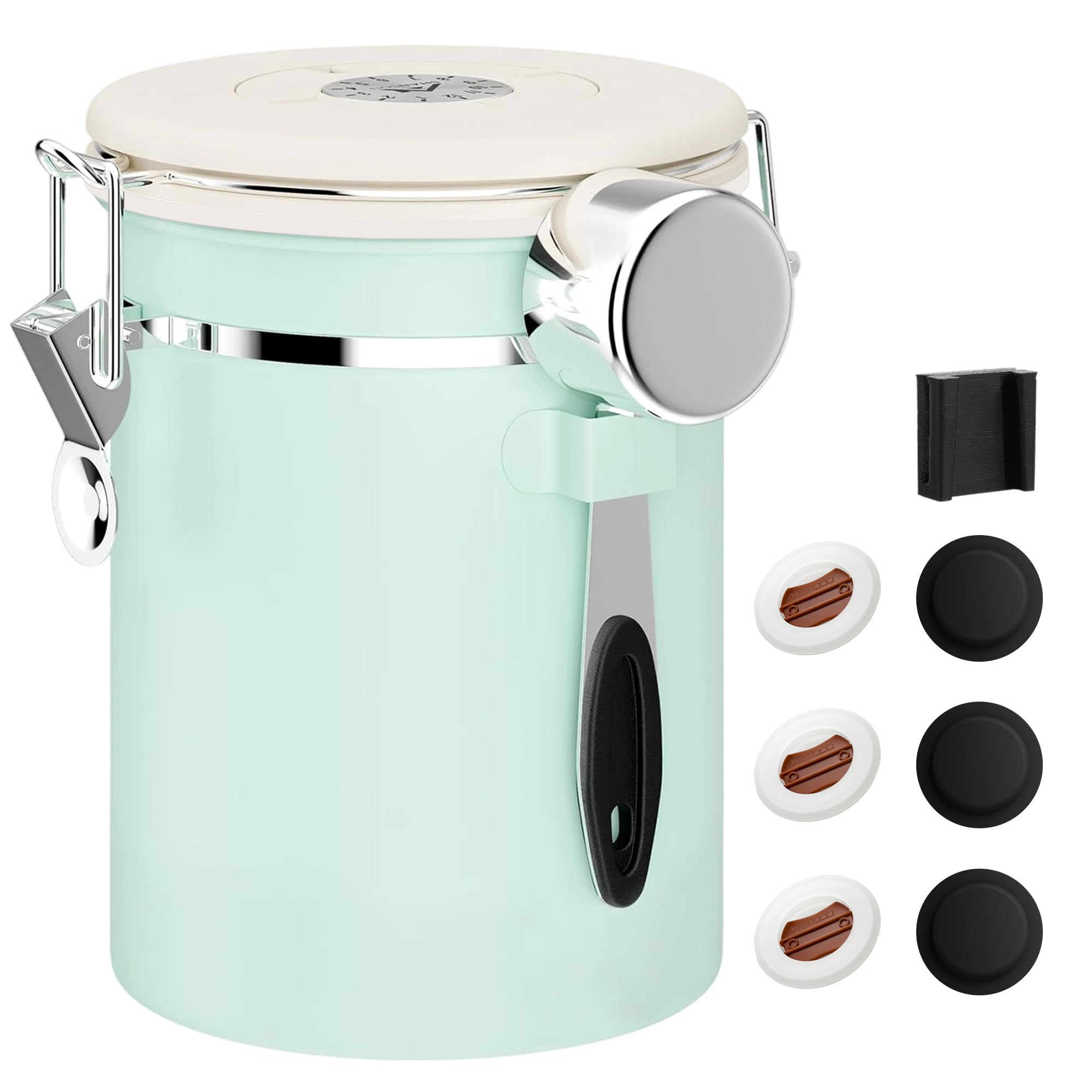 Photo 1 of ShanSon Coffee Canister Airtight Coffee Container Stainless Steel Coffee Bean Storage Container with Scoop Coffee Canister for Beans Grounds Sugar Flour Tea Cereal,22OZ,Green