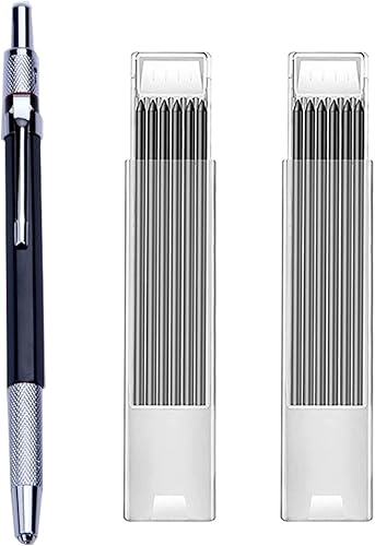 Juego de lápices de carpintero mecánico con 24 repuestos de marcador lápices mecánicos marcador de metal con sacapuntas integrado lápiz de