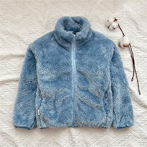 Girls Fleece Jacket Flannel Fuzzy Wool Zip Up High Collar Winter Coat Long Sleeve Sherpa Thermal Kids Fall Clothes3