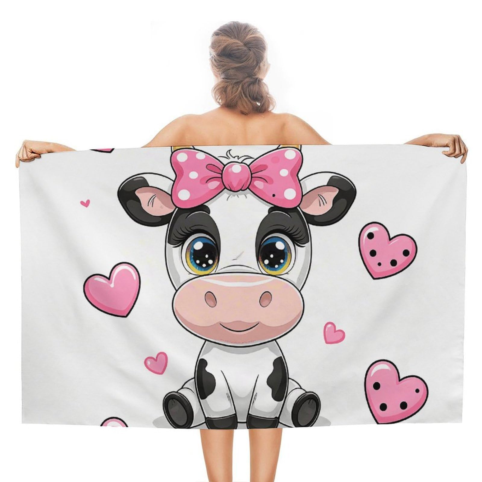 asbwuo Cute Cows Beach Towels Extra Large Quick Dry Absorbent