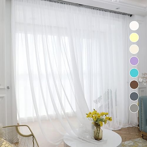ABCHOME Cortinas traslĂşcidas blancas de 108 pulgadas de largo, 2 paneles de cortinas semitraslĂşcidas con bolsillo para barra para ventana, cocina, ABCHOME Cortinas traslĂşcidas blancas de 108 pulgadas de largo, 2 paneles de cortinas semitraslĂşcidas con bolsillo para barra para ventana, cocina,