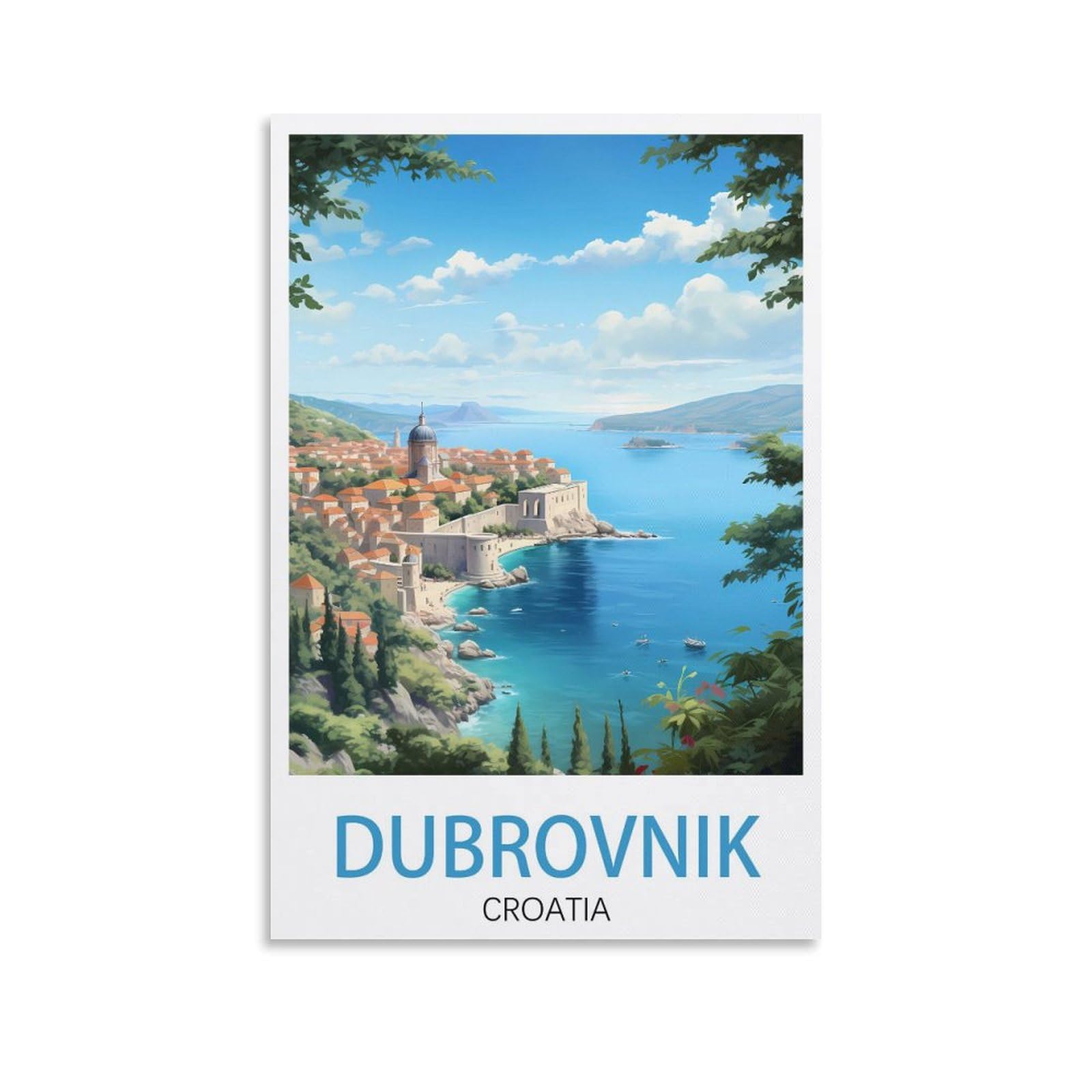 PuPLuM Dubrovnik Croatia Vintage Travel Posters Landscape 08x12inch(20x30cm) Canvas Wall Art Posters for Living Room Decor Paintings for Home Decor