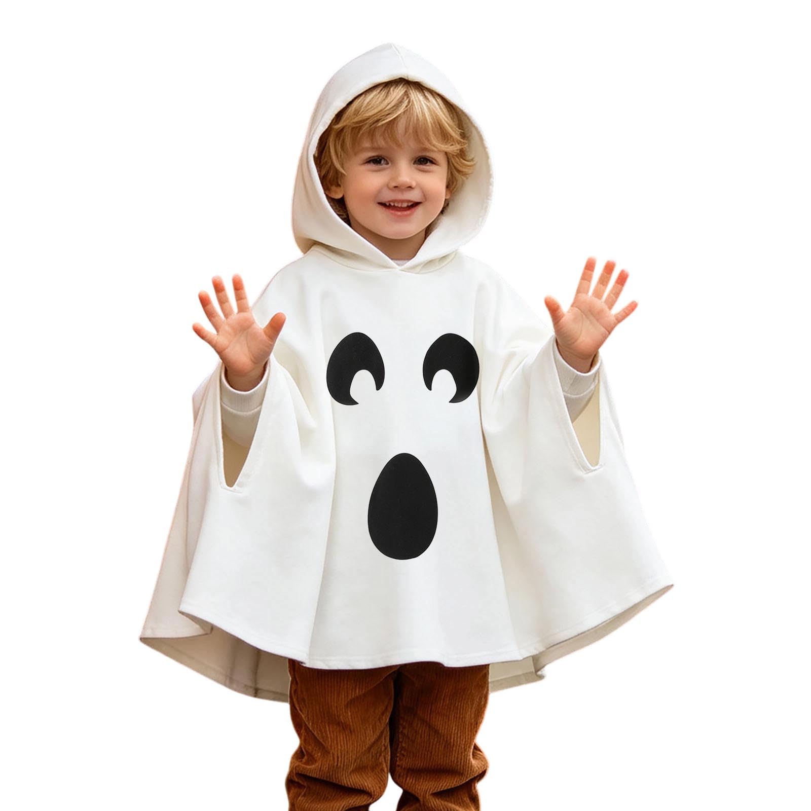 Toddler Kids Halloween Ghost Costume White Cloak Robe, Boys Girls Wizard Cosplay Fancy Dress Outfit for Halloween Party Role Play 1-6 Years Old
