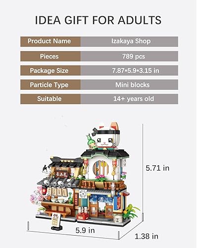 Miniatura 3 de LUOGFYNI Japanese Street View Izakaya Shop Building Blocks Set, Japanese Theme Store Simulation Architecture Creative Model, Mini Bricks
