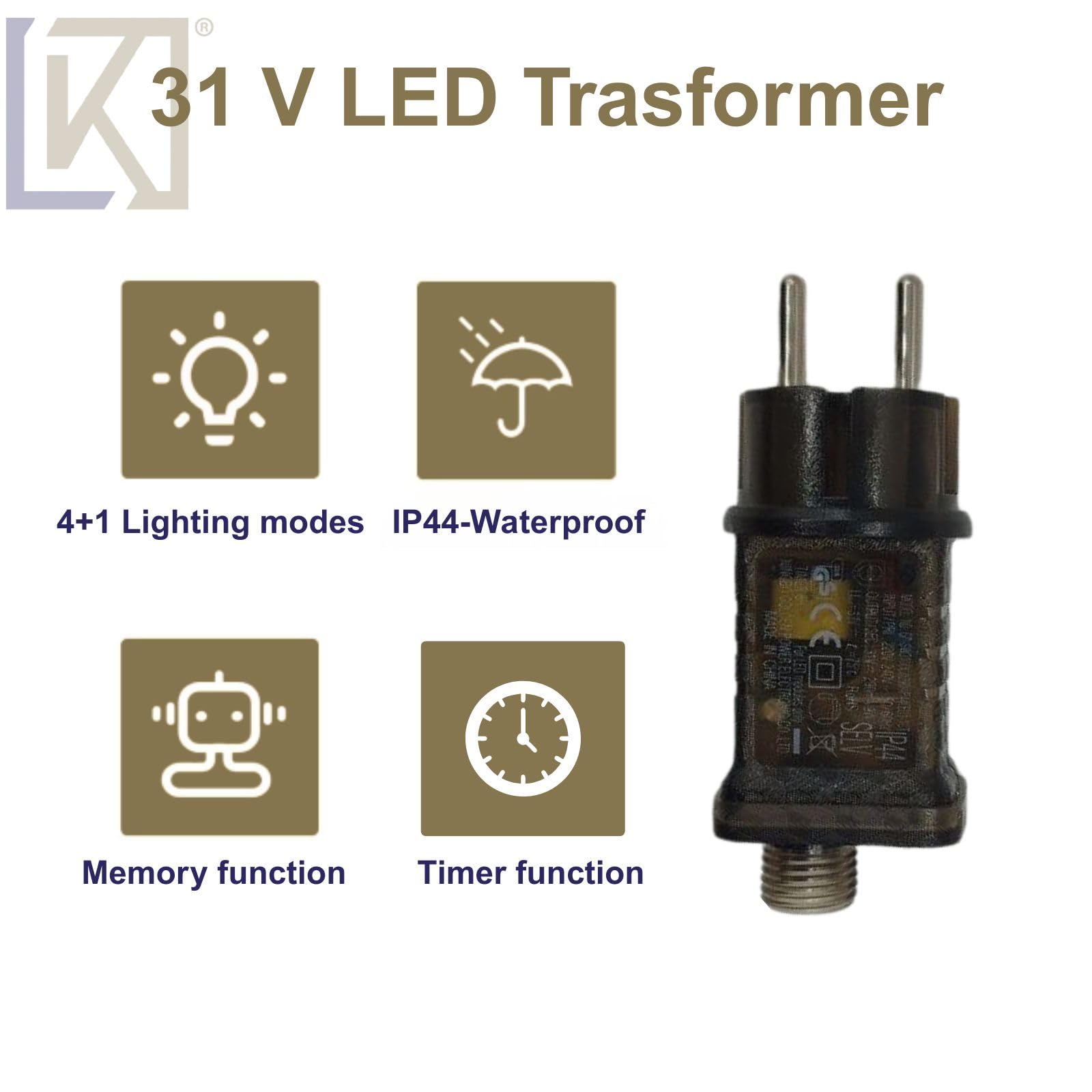 Luccika Cluster - Luces de racimo con LED de 3 mm de diámetro, 4 efectos de luz, mando a distancia, temporizador, cable verde IP44 para uso interior/exterior, 31 V (dorado, 19,5 metros – 2184 LED)