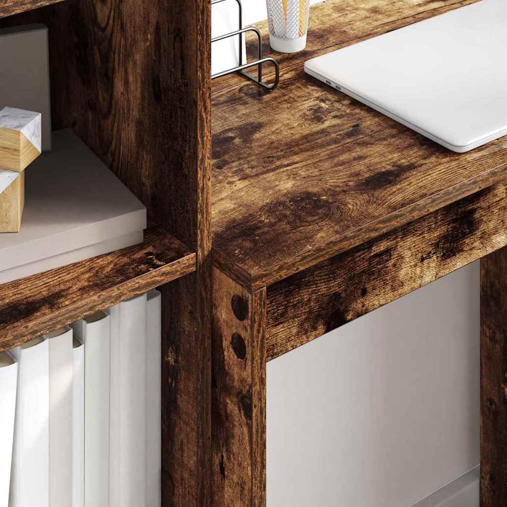 Générique Scrivania Rovere Fumato 70 x 40 x 76 cm, piccola scrivania in legno di ingegneria per spazio ridotto, tavolo da lavoro compatto con superficie efficace per computer, facile da montare