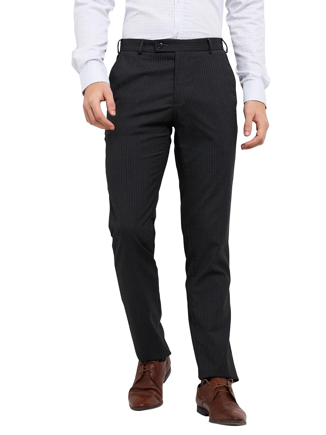 raymond Men Slim Fit Structure Pattern Poly Viscose Blend Flat Front Formal Trouser-picture-28