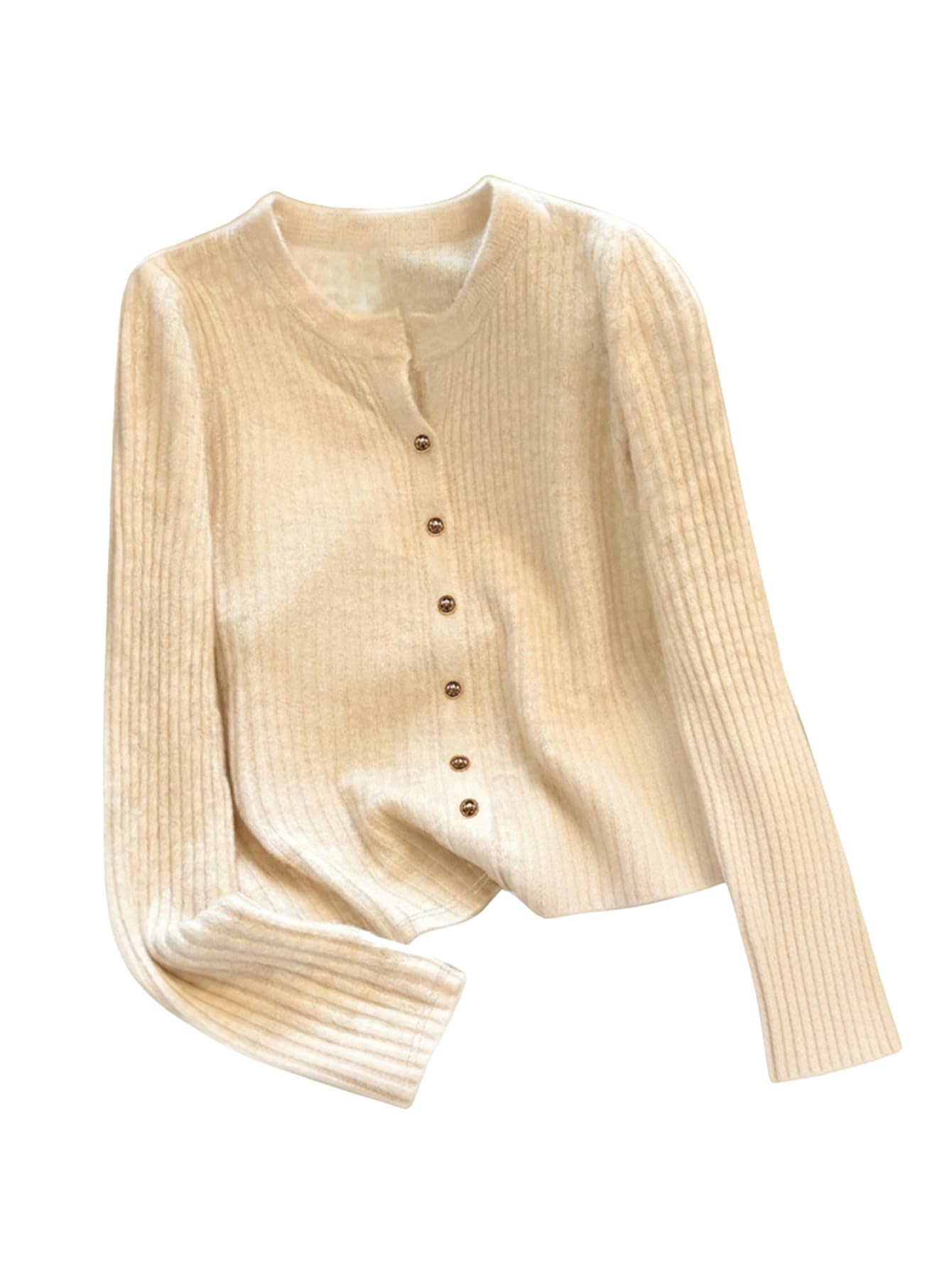 Verdusa Womens Old Money Clothes Metal Button Up Cozy Cardigan Sweater Elegant Knit Outerwear Fall Outfit