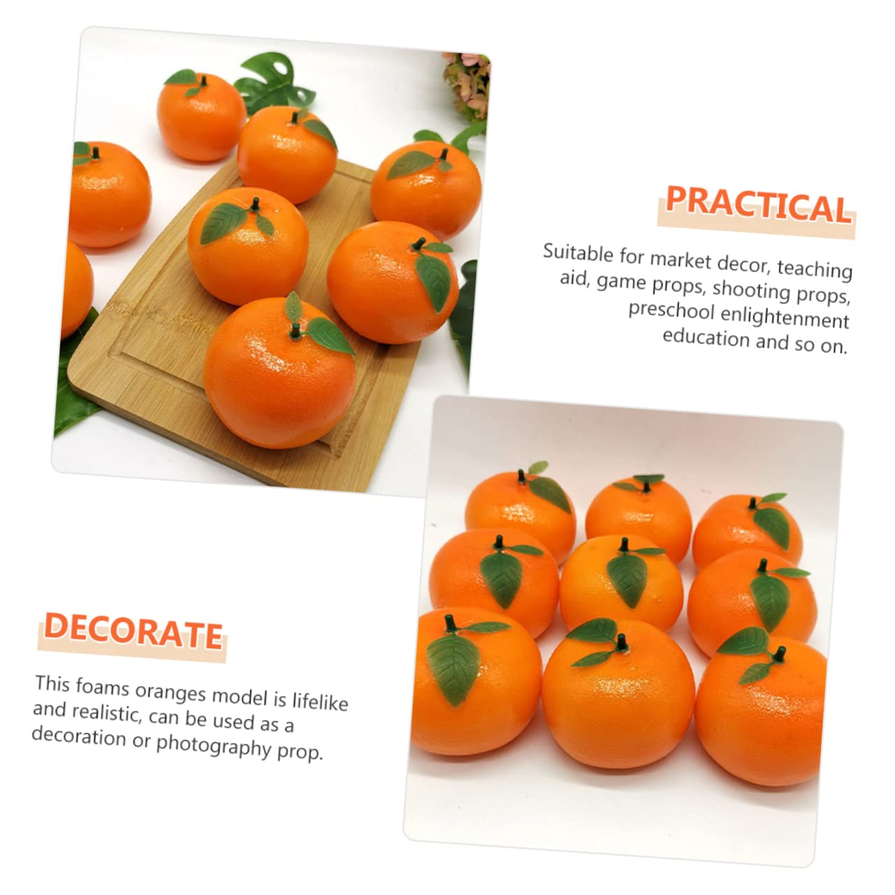 SOIMISS 3 Sätze Künstliche Orange Lebensecht Gefälscht Orangen Party Fotografie-Requisiten Künstliche Früchte Schaufensterdekoration Künstliche Frucht Falsches Obstdekor Schaum 6 Stück * 3