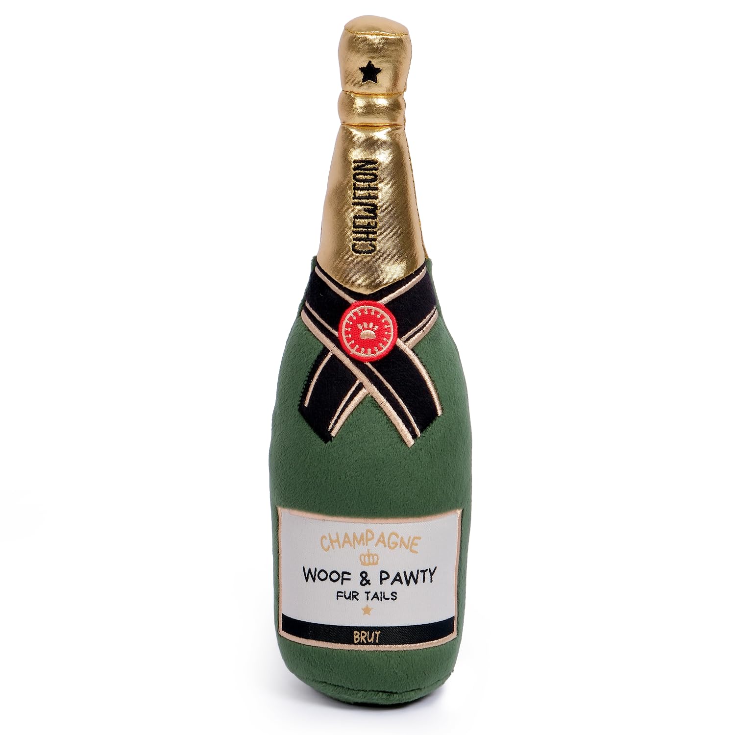 CHEWFFON Dog Toy, Squeaky Dog Toys for Boredom, Plush Pet Chew Toy for All Breeds Dogs, Champagne Shape Interactive Puppy Toys for Birthday Stimulating Gifts