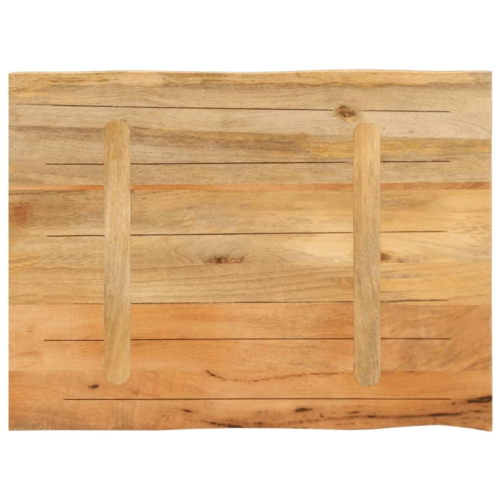 Piano da tavolo in legno massiccio con bordo ad albero, 70 x 60 x 2,5 cm, finitura naturale in legno di mango, piano di lavoro rustico per scrivania e tavolo da pranzo, unico