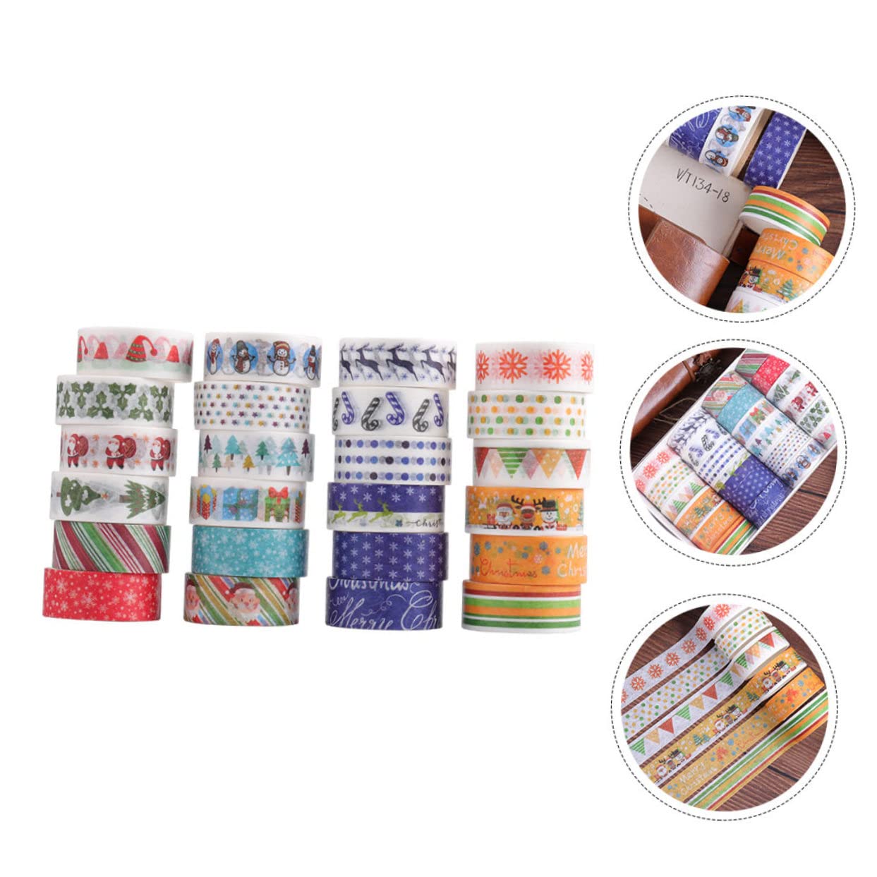SEWACC 168rollos Cinta Washi Adhesiva Decorativa De Navidad De Papel Autoadhesivo para Manualidades y Decoración De Fiestas para Scrapbooking y Embalaje De