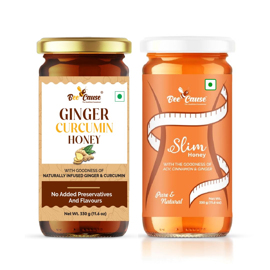 Gut & Immunity Support Pack | 100% Pure Honey, No Added sugar | Lab Tested Purity, Natural Honey, combo of Slim Honey & Ginger Curcumin Honey.