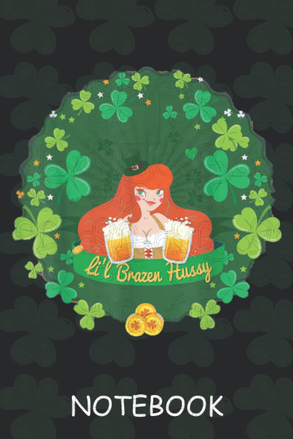 Lil Brazen Hussy Irish Women Maiden St Patricks Day: st patrick's day gift notebook students, Women & Men, Leprechaun Head Wearing Face Mask Cover ... / Matte finish cover, Irish shamrock notebook