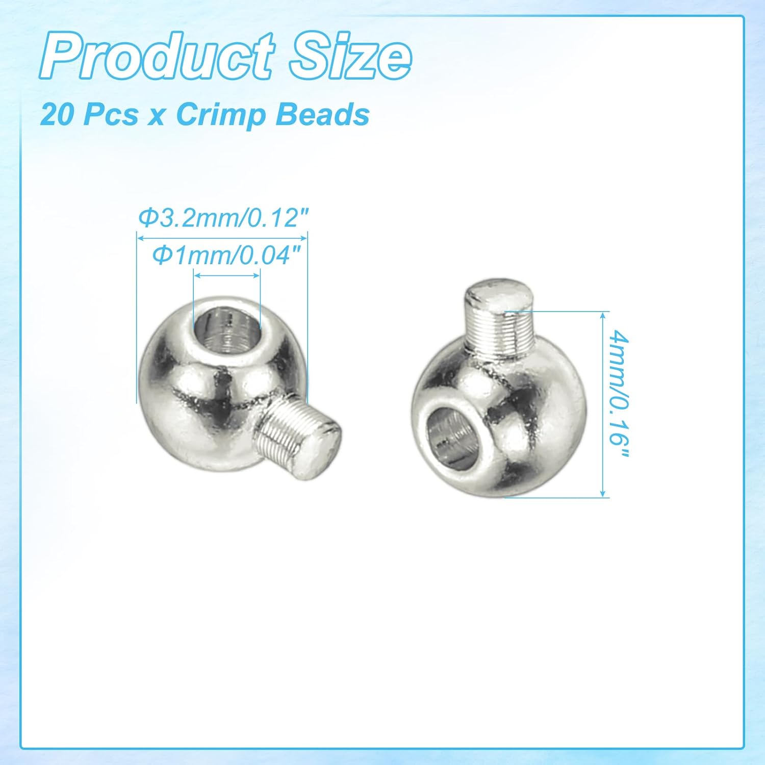 uxcell 20 Pcs Round Crimp Beads, 3.2mm Copper Spacer Beads Connectors Loose Beading Findings End Stopper for Earrings Necklaces Bracelets Pendant DIY Crafts, White - Image 2