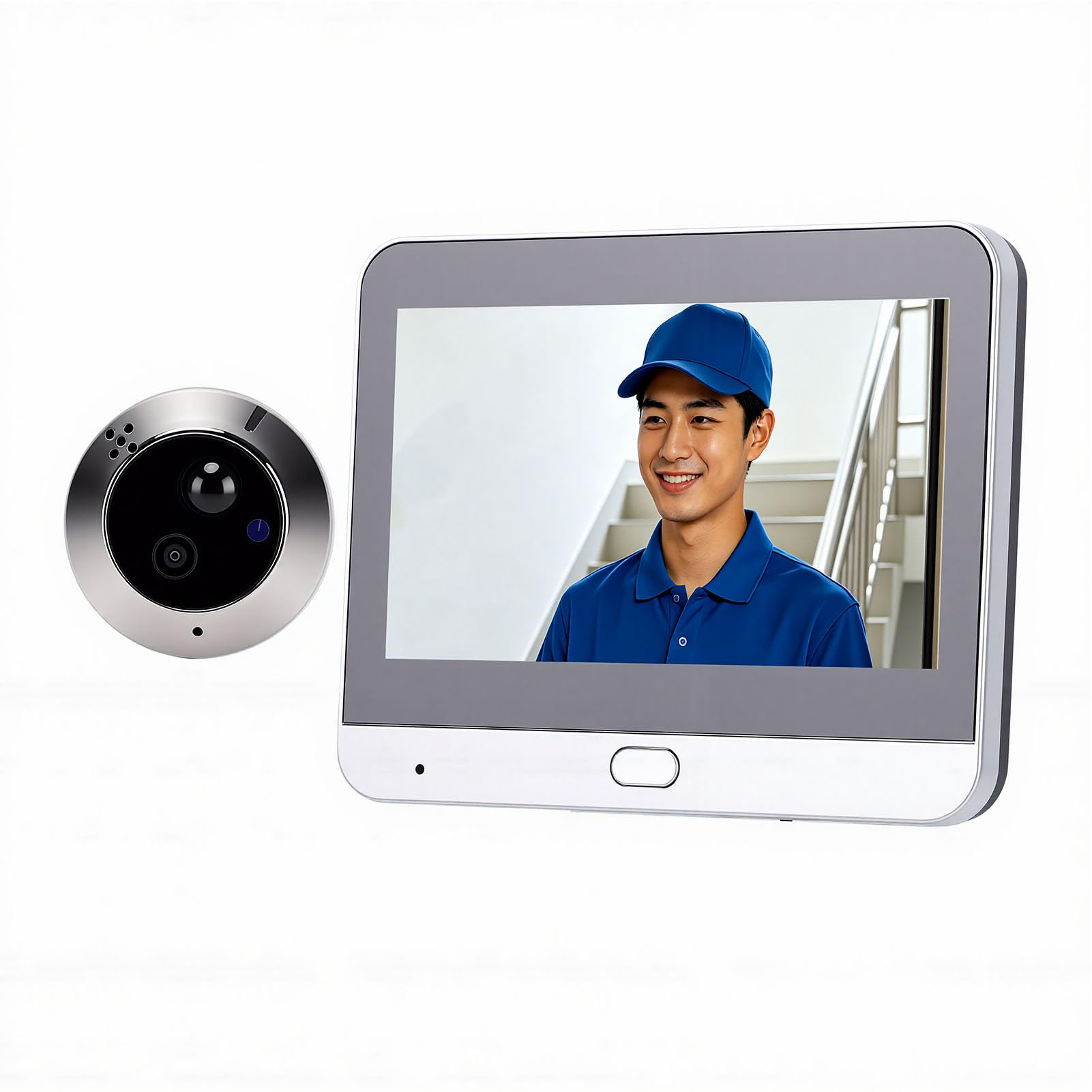 Luocute Timbre con Vídeo Inteligente 1080P, Pantalla LCD de 4,3 Pulgadas WiFi Conversación Bidireccional con Reducción de Ruido, Detección de Movimiento PIR Batería de 5000 MAh para