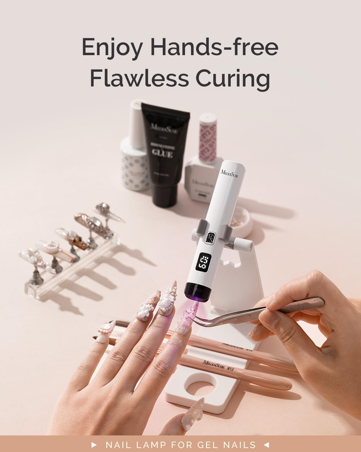 MelodySusie Tragbar UV Lampe mit Ständer für Gelnägel + Nagelfräser Kabellos