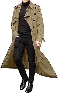 Trench Coat Men Winter Slim Coat Trench Lapel Long Jacket Double Breaste...