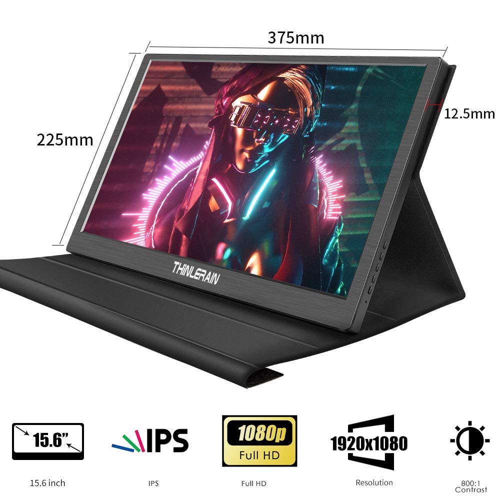 Portable Monitor, Thinlerain 15.6 Inch 