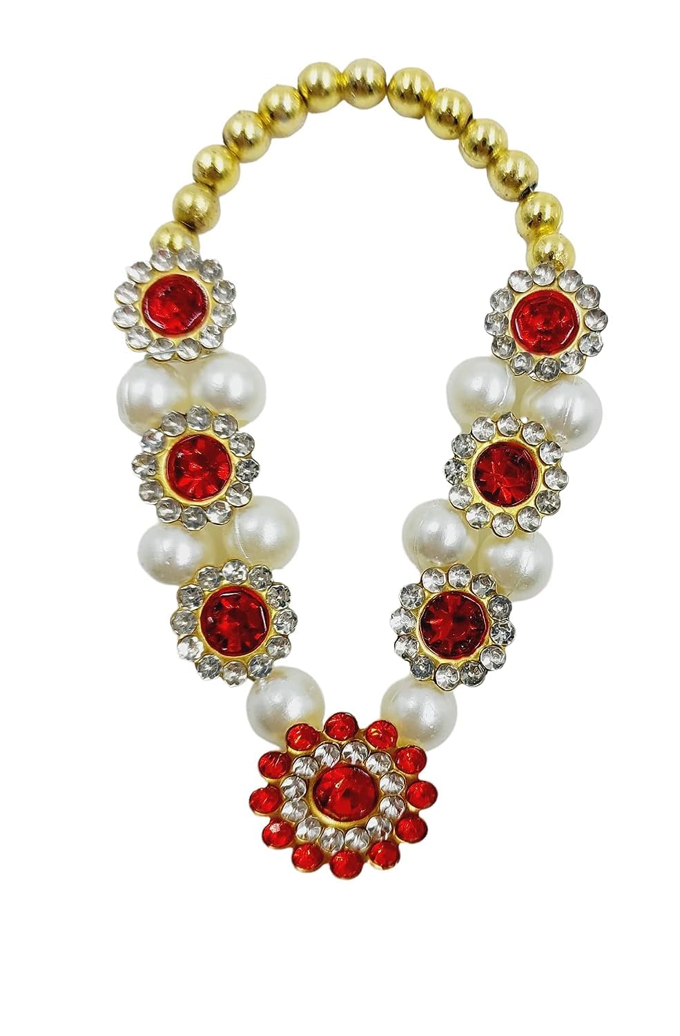 GNEXIN's || Red || Small Multi Jarkan Mala for God Idol Small Murti Mala Garland Haar for God Idols, Small Mala for Statue, Figurines, 7 cm