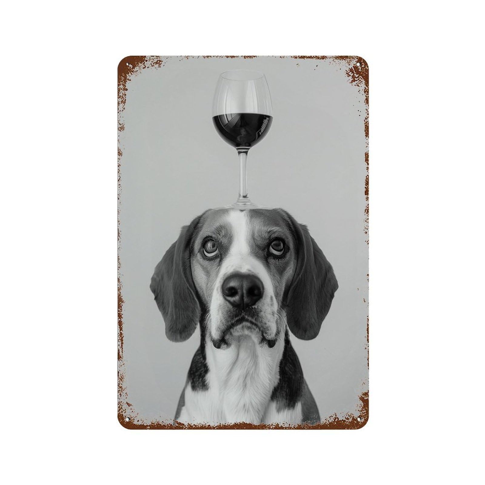 xiaoxiaoshen Beagle Balancing Wine Glass Print Wall Decor Art Metal Tin Poster Modern Home Decor Art Home Bar Shop Decorations Vintage Sign 30x20cm
