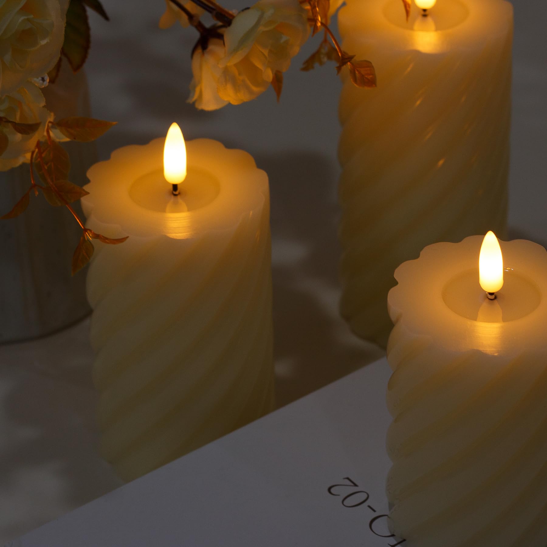 Mavandes 10x30CM Bougies Vacillantes Sans Flamme Avec Télécommande - LED Cire Véritable Ivoire