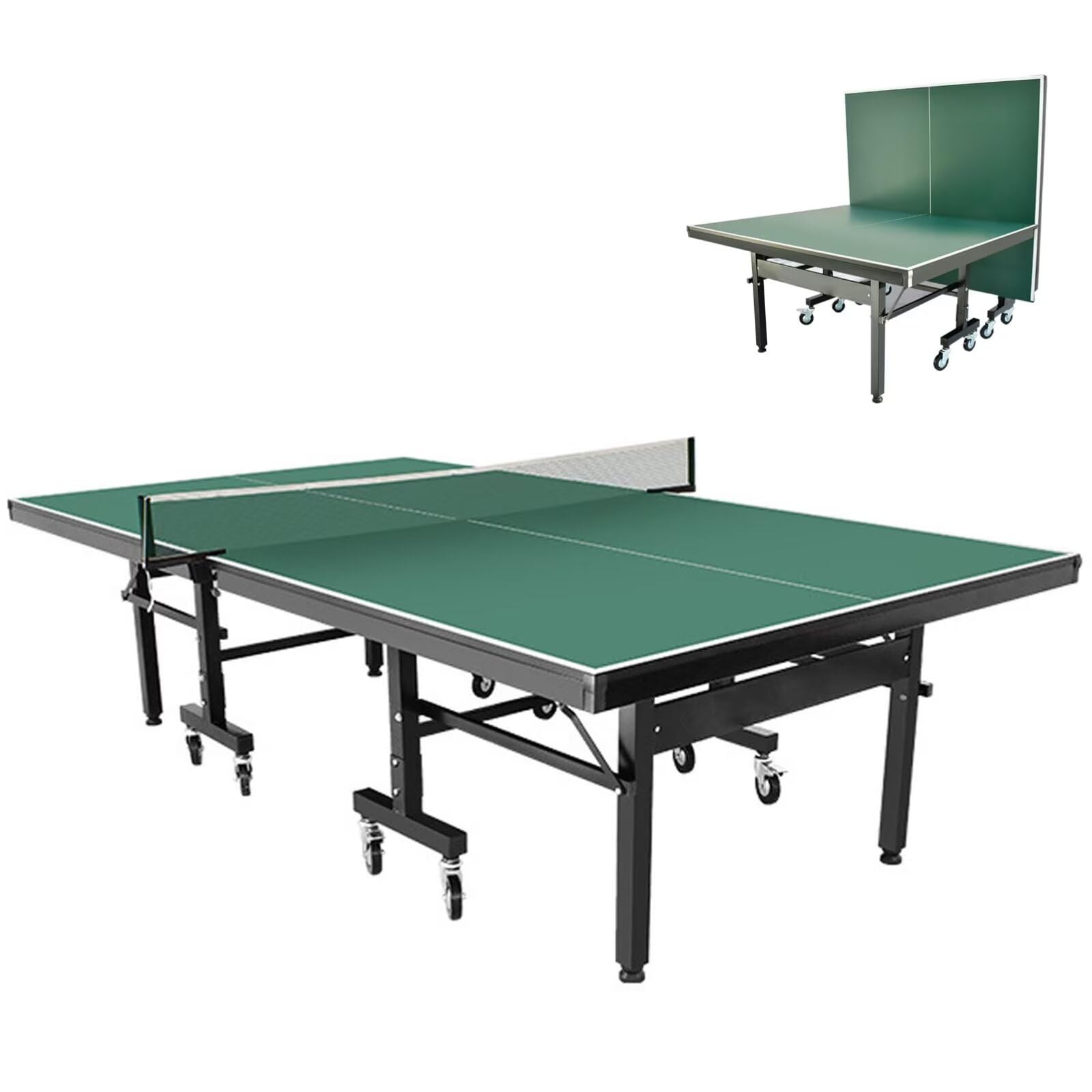 Tavolo da Ping Pong, Tavolo da Ping Pong Portatile per Interni ed Esterni con 8 Ruote, Palline e Rete, Tavolo Professionale Pieghevole di Dimensioni Standard, Resistente 274 x 155 x 76 cm, f