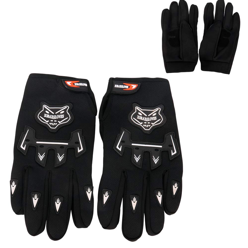 Zorax Noir (S - 5 cm) Gants de motocross MX pour enfants Gants de moto pour enfants Dirty Bike Quad Bike