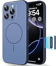 TAURI Magnetic Cover for iPhone 16 Pro Max with Camera Control [Compatible with MagSafe], Full Camera Protection, Anti-Color Design, Soft Touch TPU – Blue