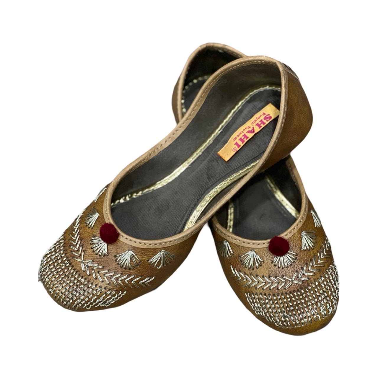 Thread Work Golden Punjabi Jutti for Girl Mojri-image-32