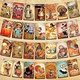 Tatuo 4 Pieces Vintage Happy Thanksgiving Banner Decorations Thanksgiving Decorations Turkey Pumpkin Garland Fall Harvest Banner for Thanksgiving Day Home Party Decor