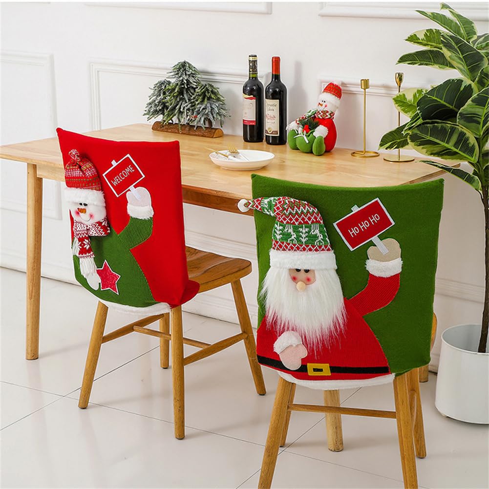 Fundas para Sillas Navideñas, 2/4/6 Piezas Fundas para Sillas de Comedor de Decoración de Navidad, Suave Fundas Protectoras Sillas de Cocina de Navidad (4 Piezas,Xmas)