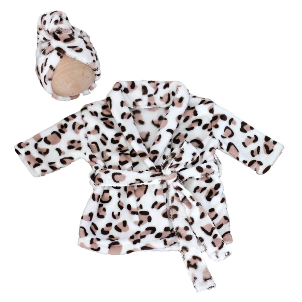 Zepfjhe Men's Leopard Print Cozy & Versatile Newborn Bathrobe & Practical Baby Sleepsuit Luxurious Newborn Photography Bathrobe For Boys Girls