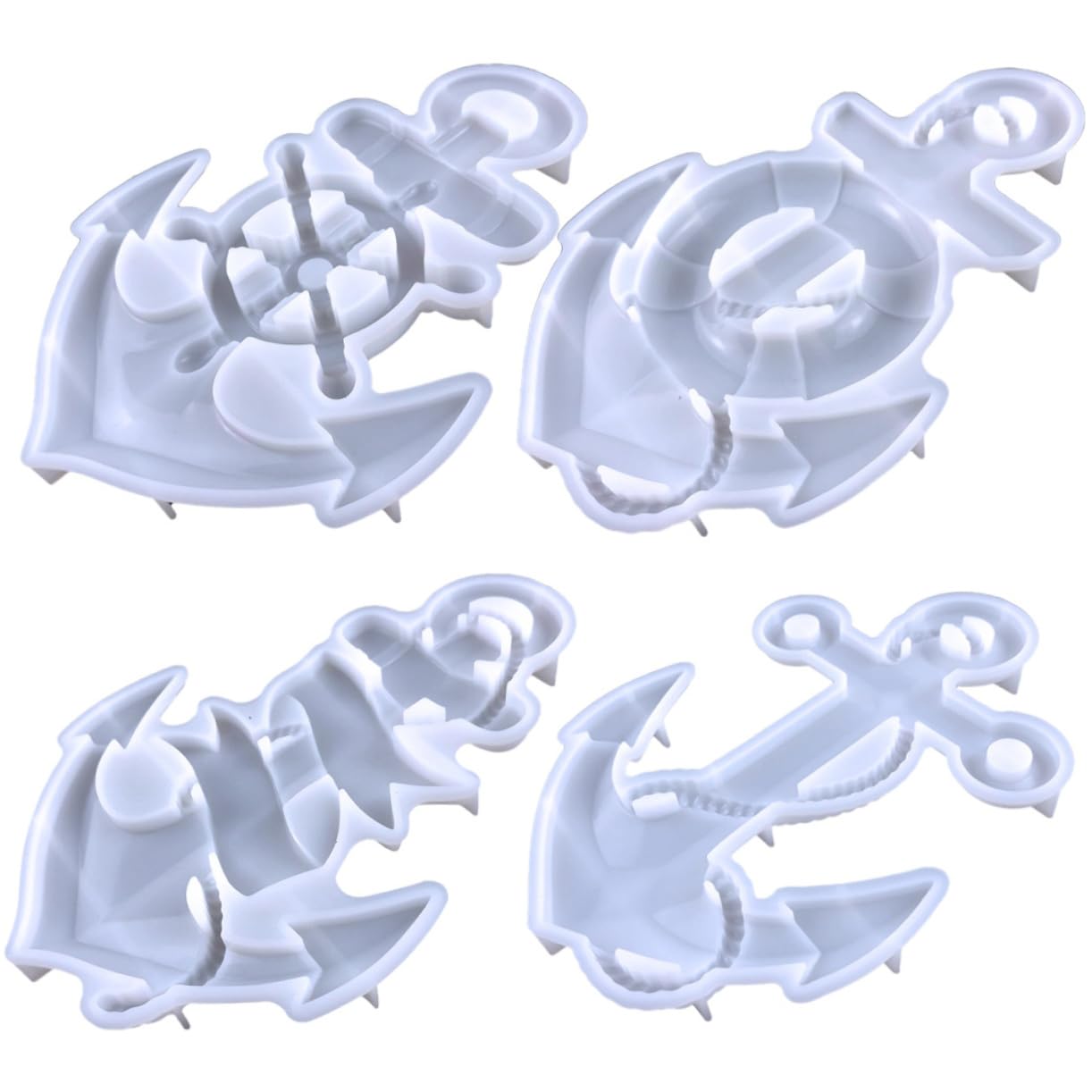 Housoutil Stampo in Silicone Per Ancoraggi Da Parete 4 Pezzi Per Artigianato Fai Da Te, Flessibile e Resistente, Per Decorazioni Murali Marine e Creazioni Artistiche