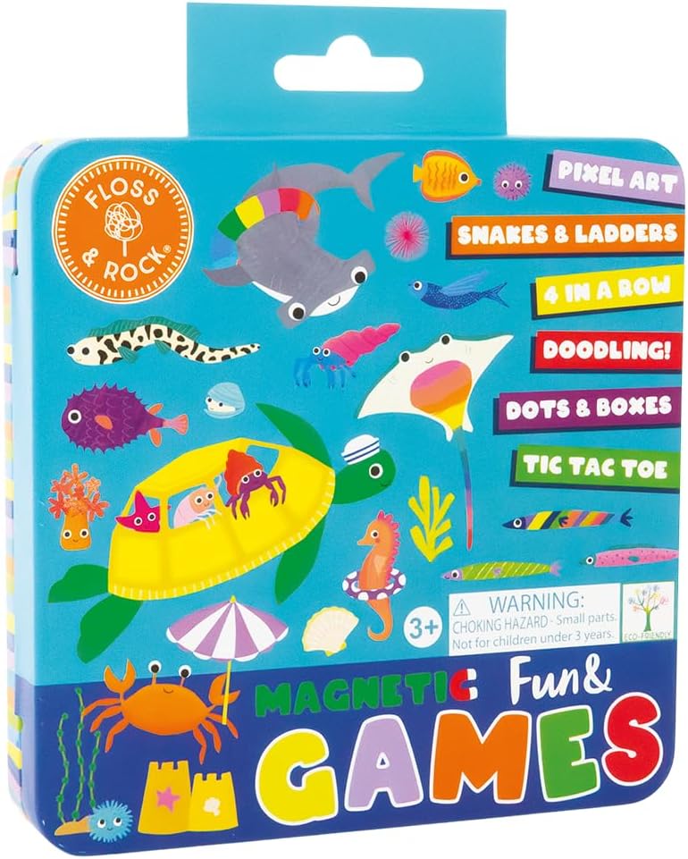 Floss and Rock Ocean Magnetic Games Tin, 6.29-inch Length
