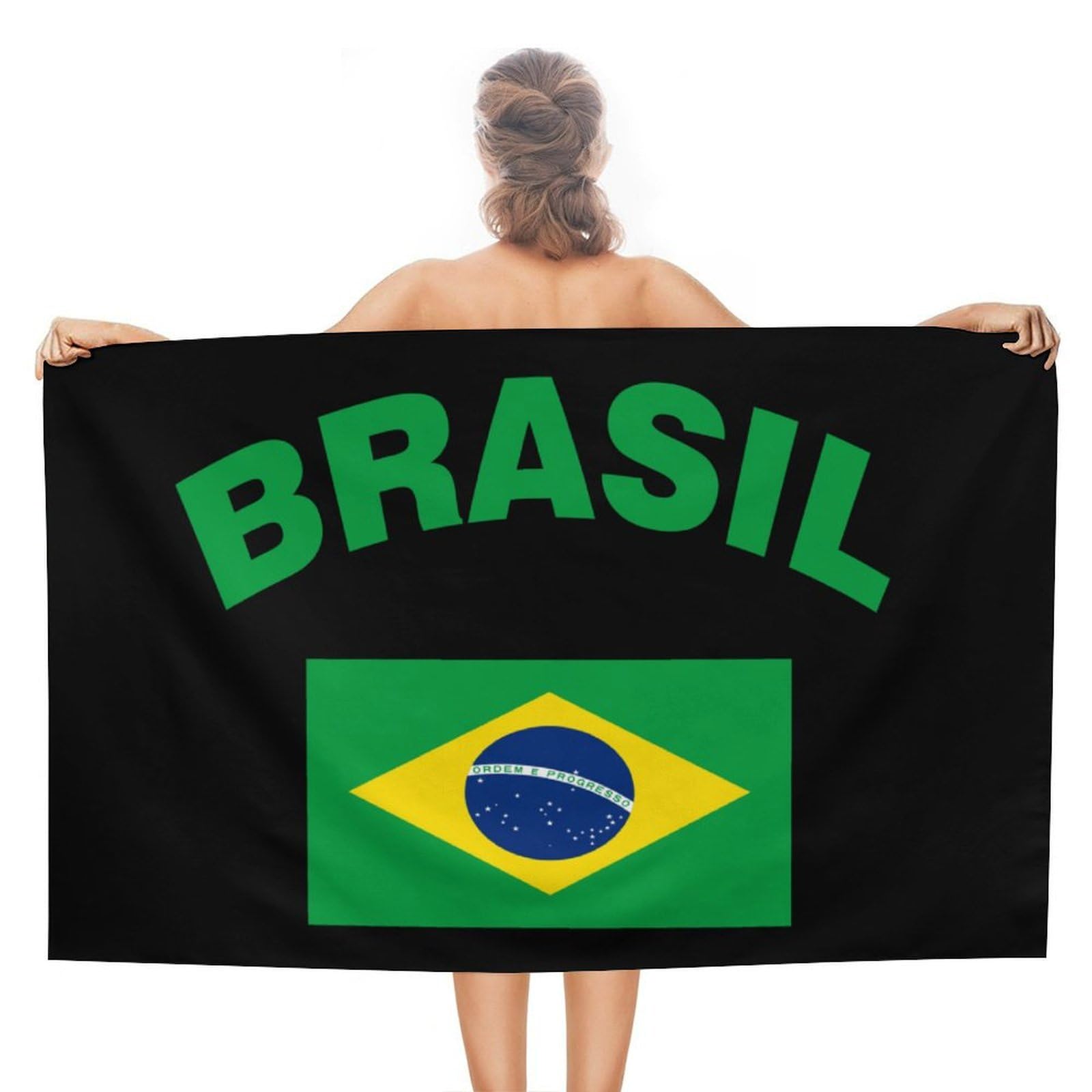 CGSBNGHA Flag of Brazil Beach Towels Soft Bathroom Bath Pool Swim Towels for Women Men