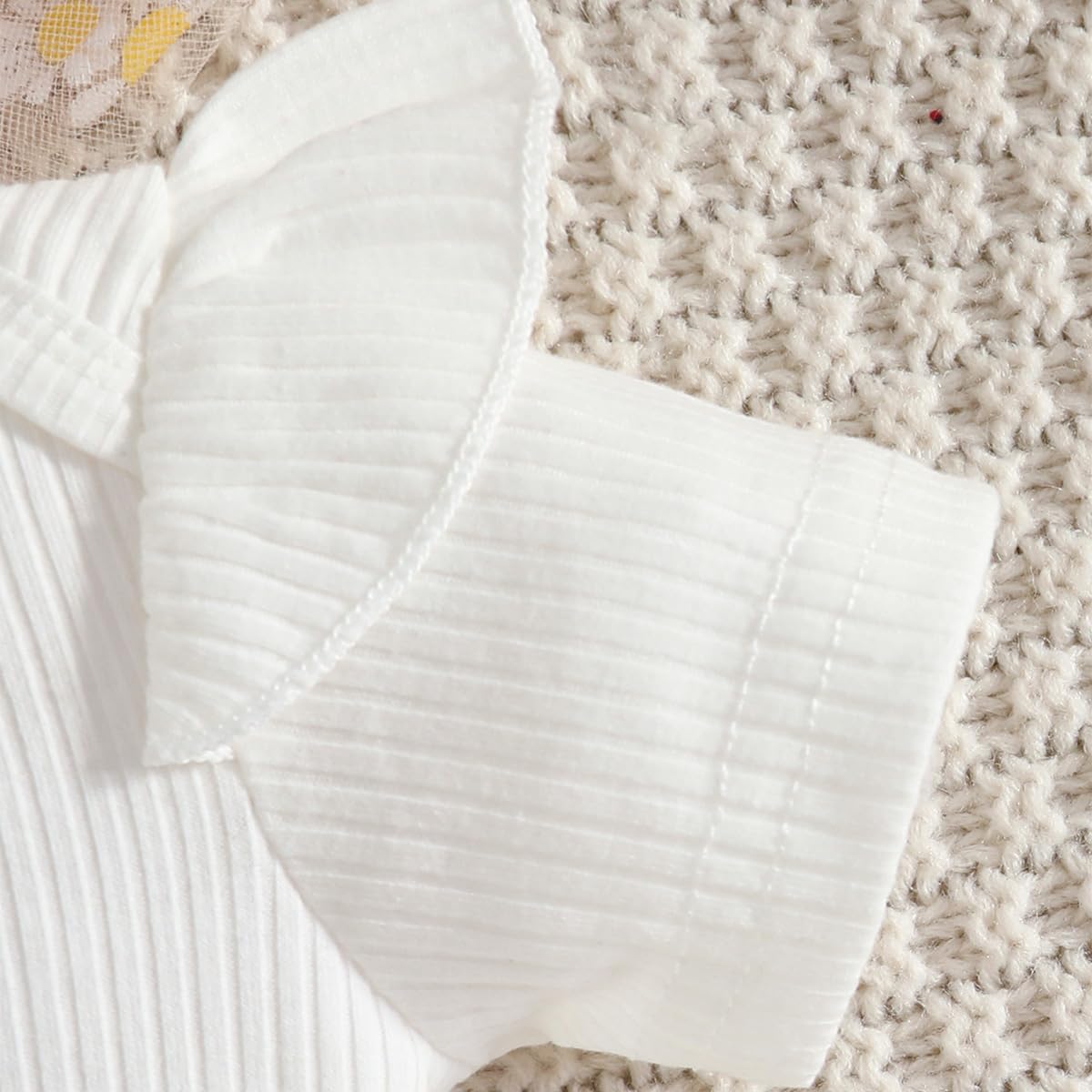 JENJON Baby Mädchen Sommer Röcke Sets Kleid Säugling Kurzarm Geripptem Oberteil mit Schleife/Plaid Cord Hosenträgerrock Set 3-teiliges Outfits - 5