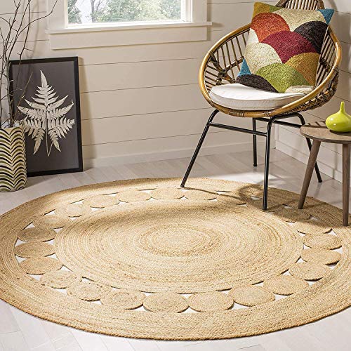 Image of Jute Braided Natural Rug Hand Woven & Reversible for Living Room Kitchen Entryway Rug, Jute Burlap Braided Rag Rug, Farmhouse Rag Rug, Rustic Rug (jutebox, 90cm)