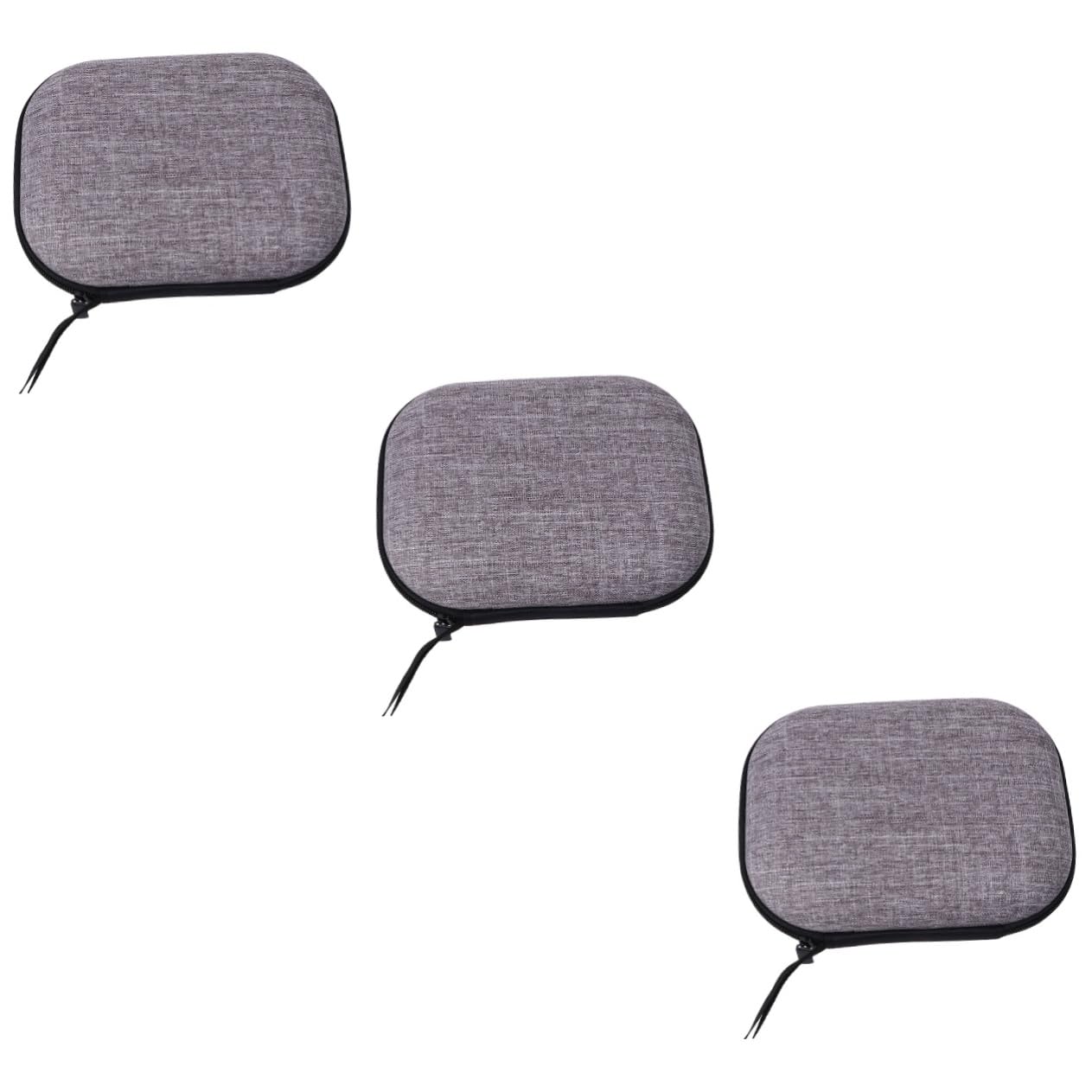 DOITOOL Bolsa De Almacenamiento para Auriculares De PU 3 Unidades Compatible con Fundas De Transporte con Cremallera De Tela De Lino Y Algodón.